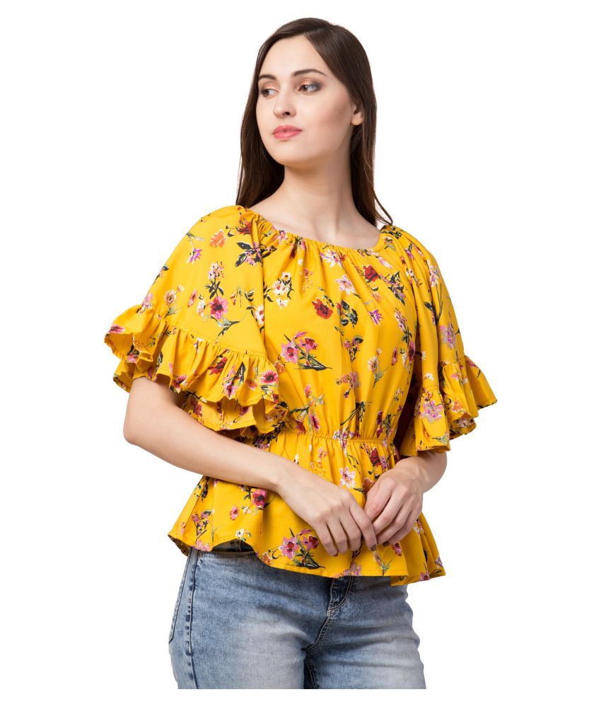 retrobella Poly Crepe Crop Tops Yellow Buy retrobella Poly Crepe
