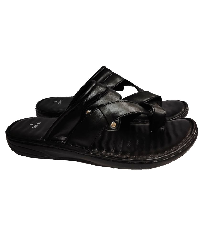 RAGE GAZE Black Leather Sandals Price in India- Buy RAGE GAZE Black Leather Sandals Online at 