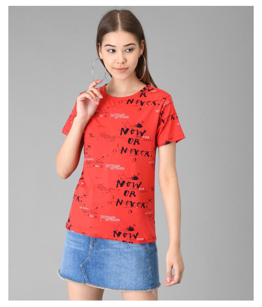     			kotty - Red Cotton Regular Fit Women's T-Shirt ( Pack of 1 )