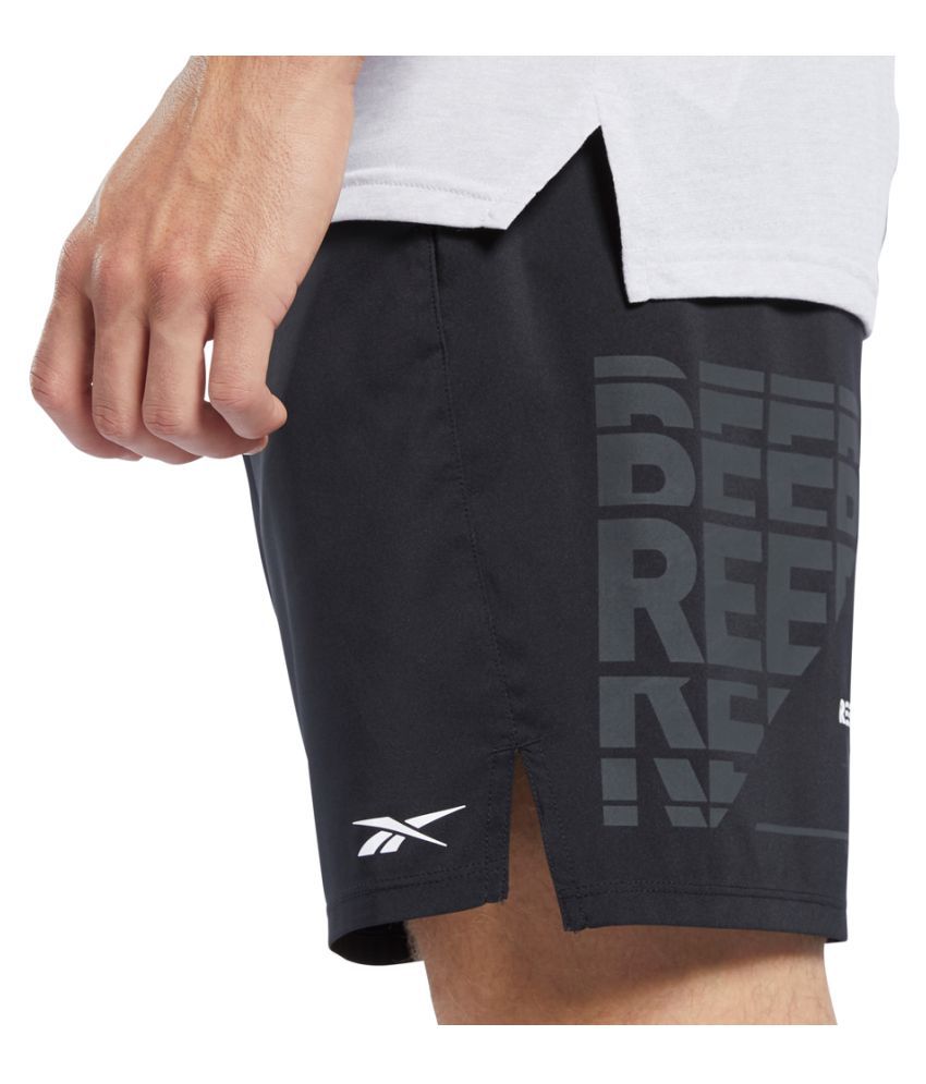 Reebok Black Polyester Fitness Shorts - Buy Reebok Black Polyester Fitness Shorts Online at Low 