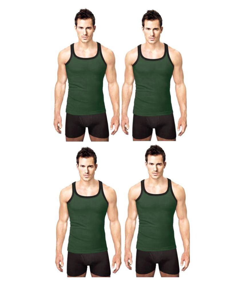     			Rupa Green Sleeveless Vests Pack of 4