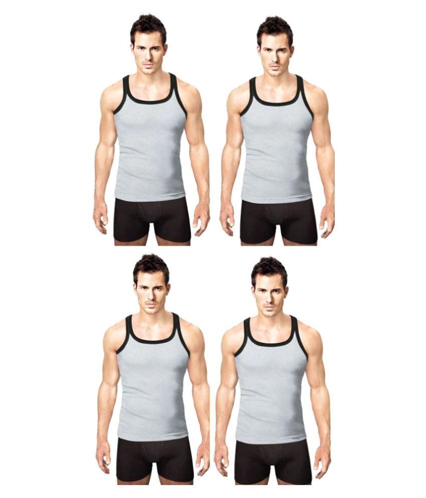     			Rupa Grey Sleeveless Vests Pack of 4