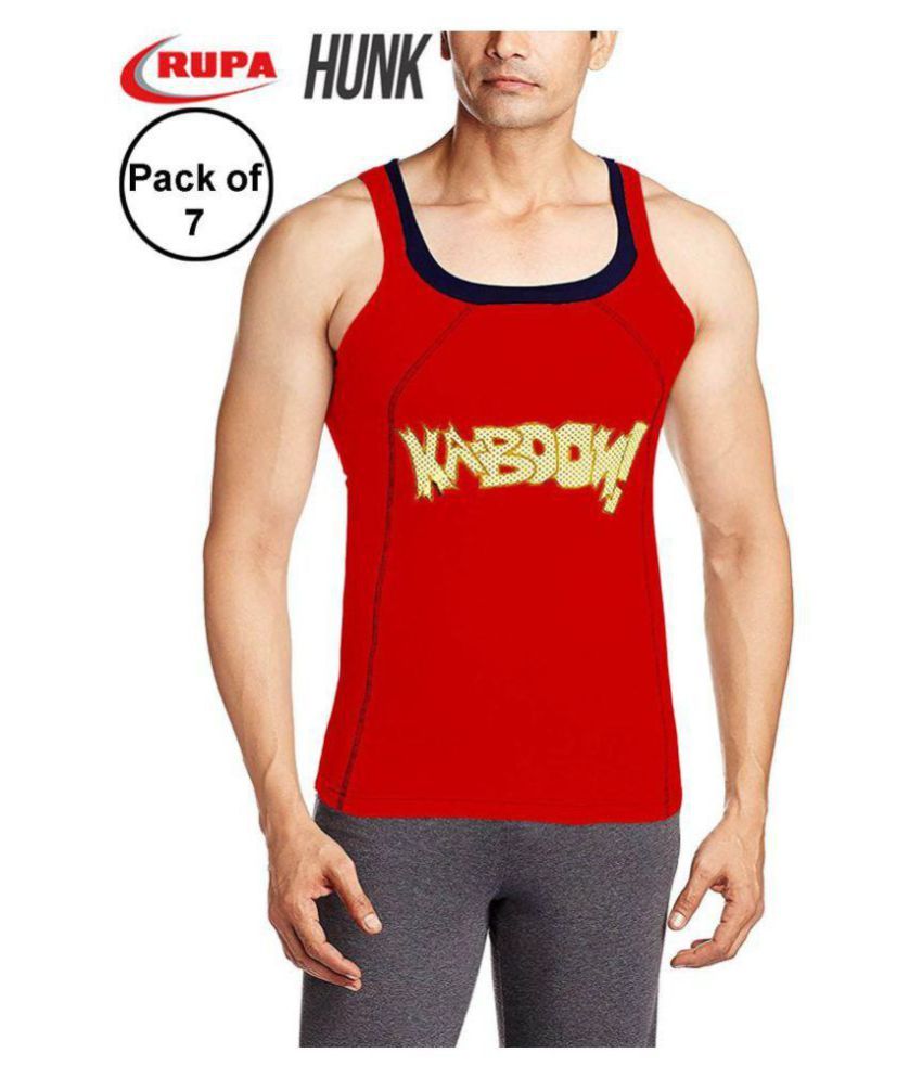     			Rupa Red Sleeveless Vests Pack of 7