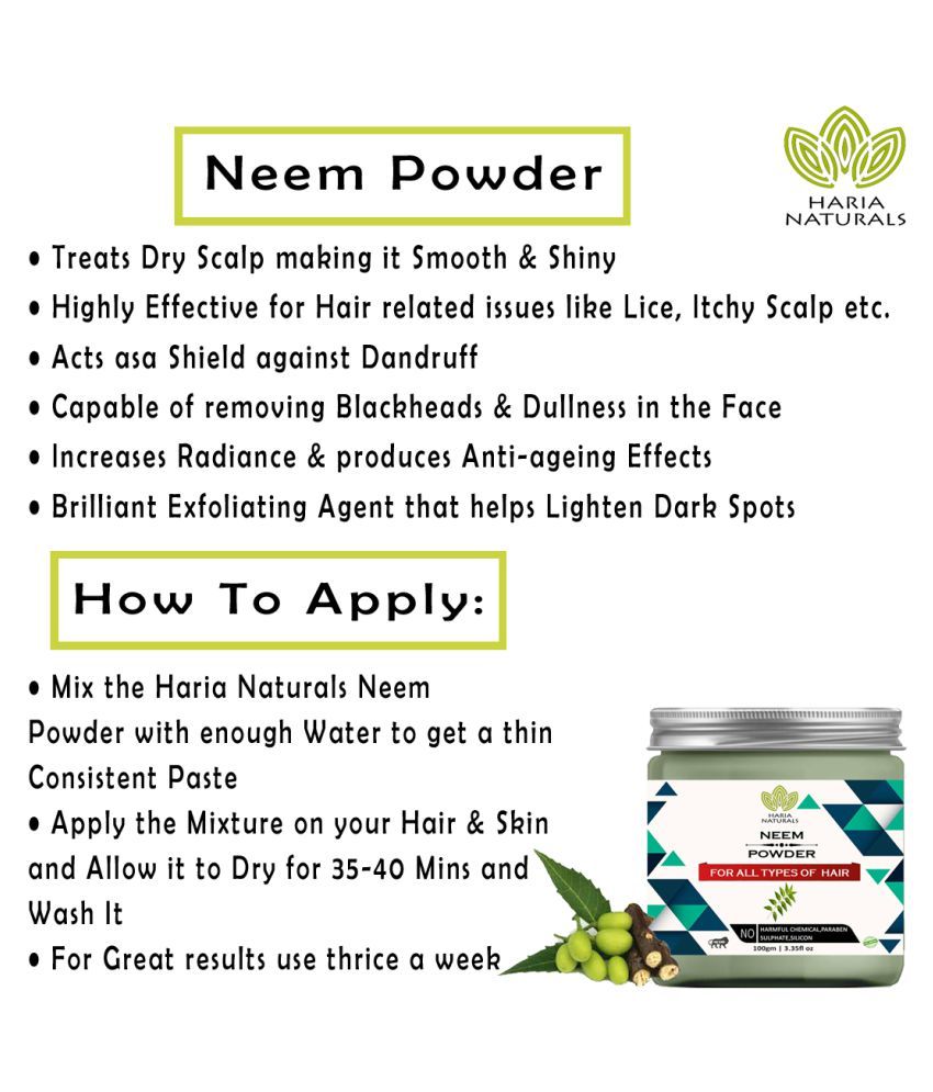 Haria Naturals 100 Pure & Naturals Neem & Reetha Powder Face Pack 200 gm Pack of 2 Buy Haria