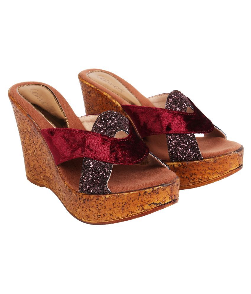 Catwalk Red Wedges Heels Price in India- Buy Catwalk Red Wedges Heels Online at Snapdeal