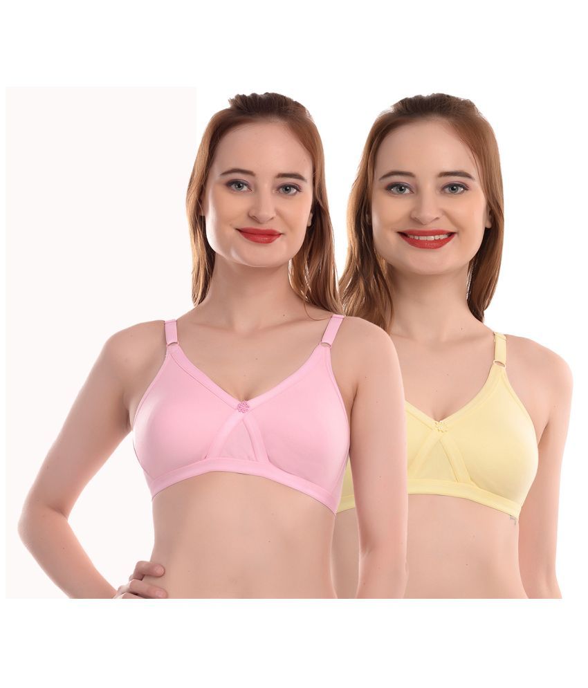     			Elina Pack of 2 Cotton Non Padded Women's T-Shirt Bra ( Multi Color )