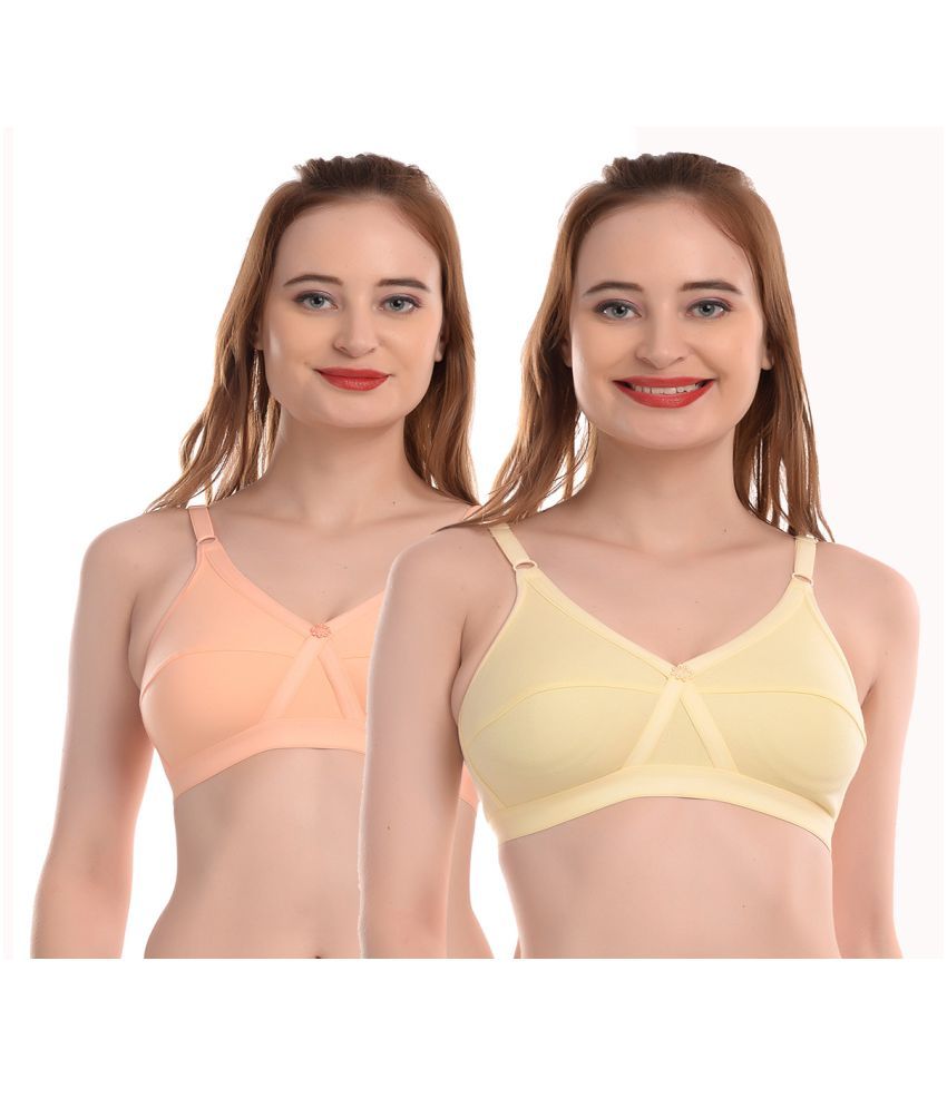     			Elina Pack of 2 Cotton Non Padded Women's T-Shirt Bra ( Multi Color )