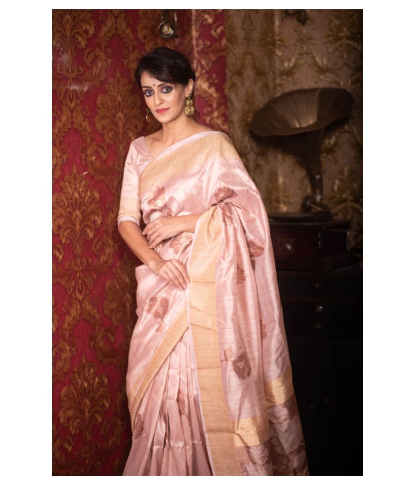 Manki Sarees Pink Mulberry Silk Saree Buy Manki Sarees Pink Mulberry Silk Saree Online At Low