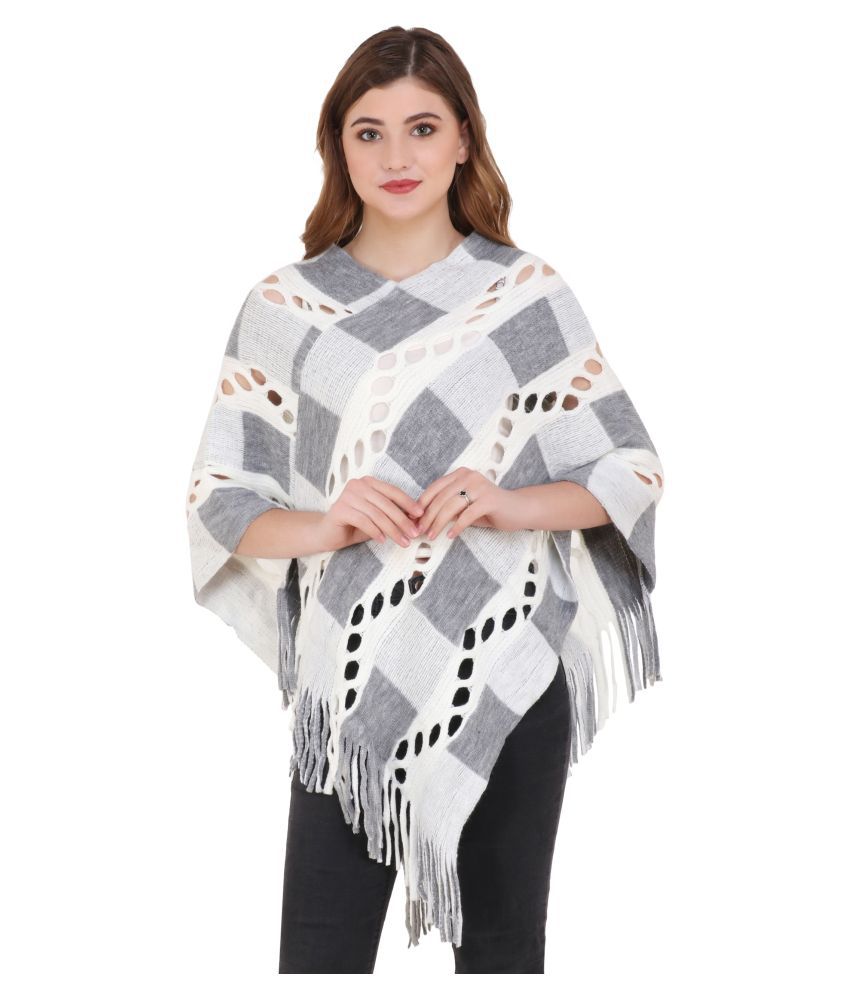 Buy MANRA Acro Wool White Ponchos & Capes Online at Best Prices in ...