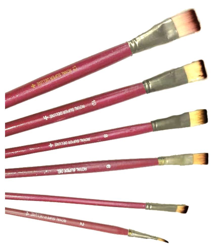 PT Royal Artist Paint Brush Series 6 Flat Synthetic, Set