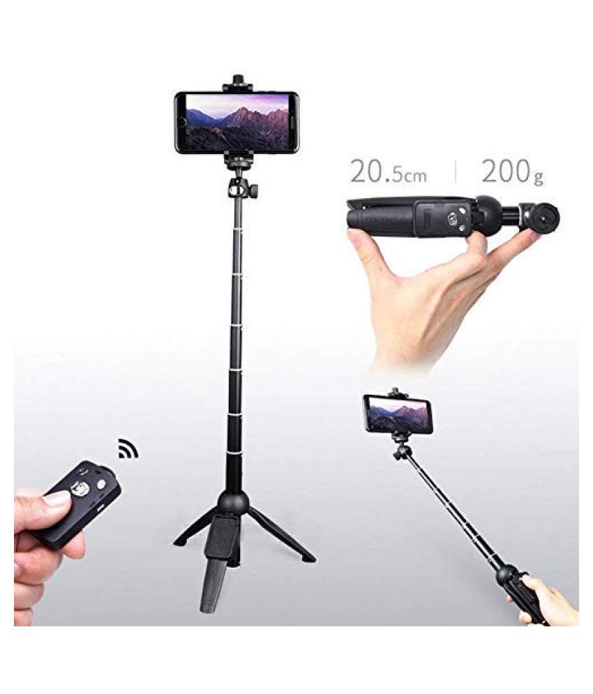 H8 Mini Tripod Stand with 2 in 1 Selfie Stick and Mini Camera Tripod