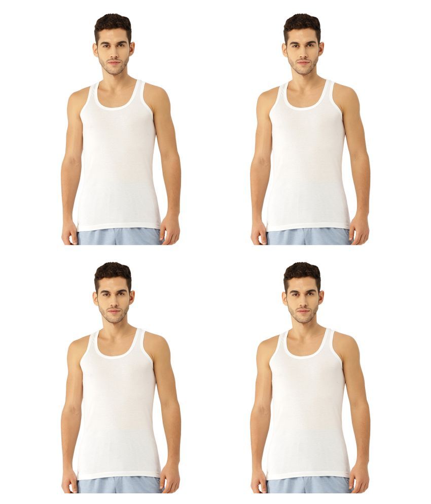     			XYXX - White Cotton Blend Men's Vest  ( Pack of 4 )