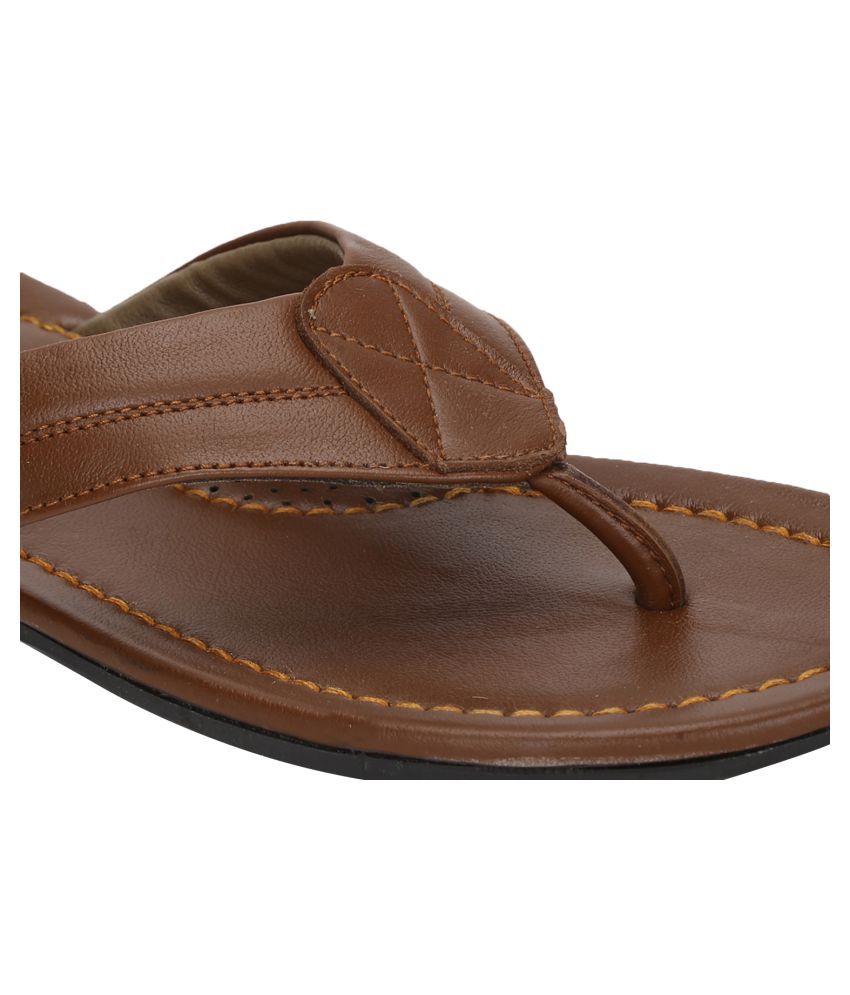 Climbr Tan Leather Slippers Price in India- Buy Climbr Tan Leather ...