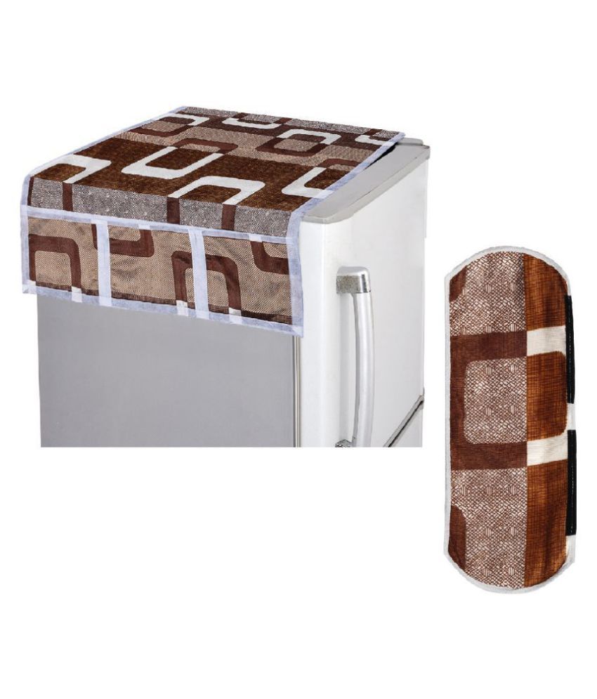     			E-Retailer Set of 2 Polyester Brown Fridge Top Cover