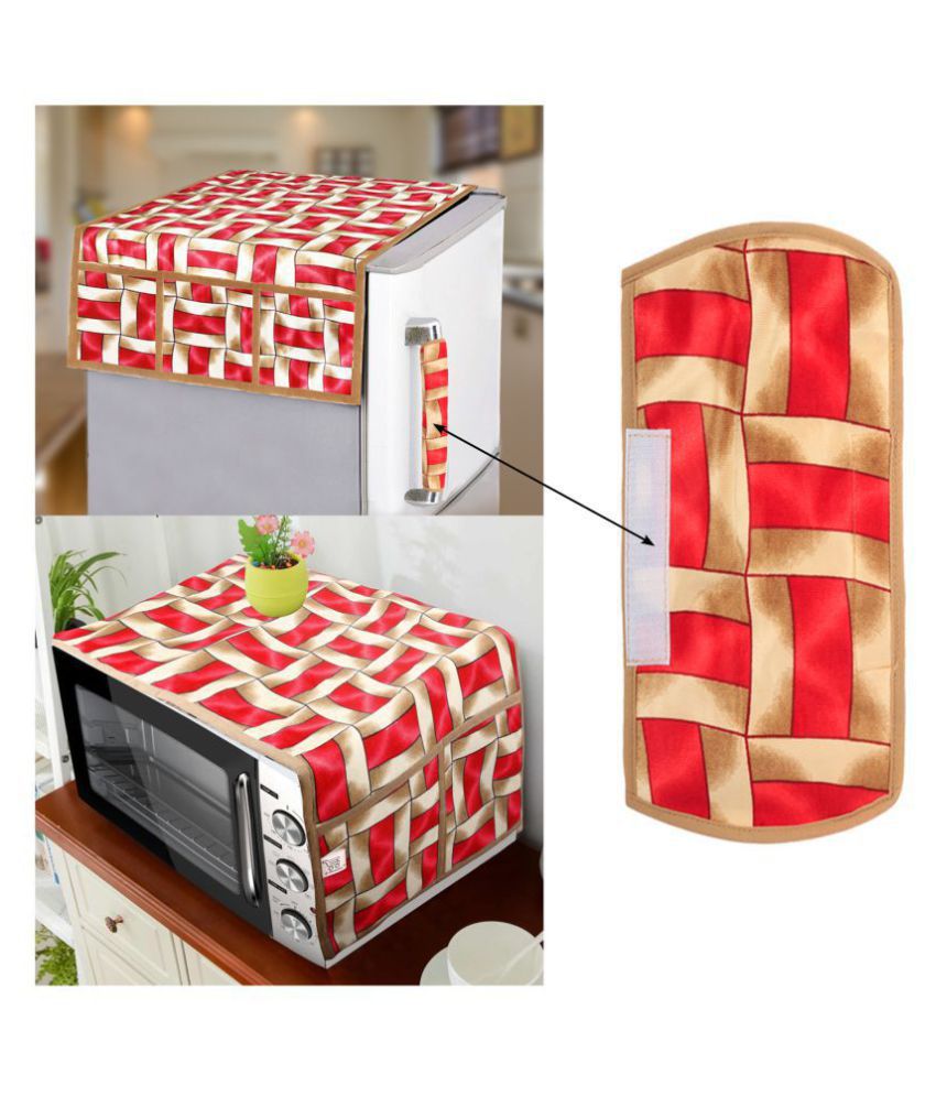     			E-Retailer Set of 3 Polyester Red Fridge Top Cover