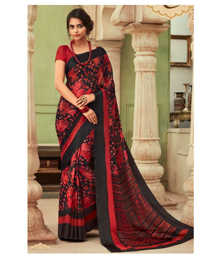 red chiffon sarees online
