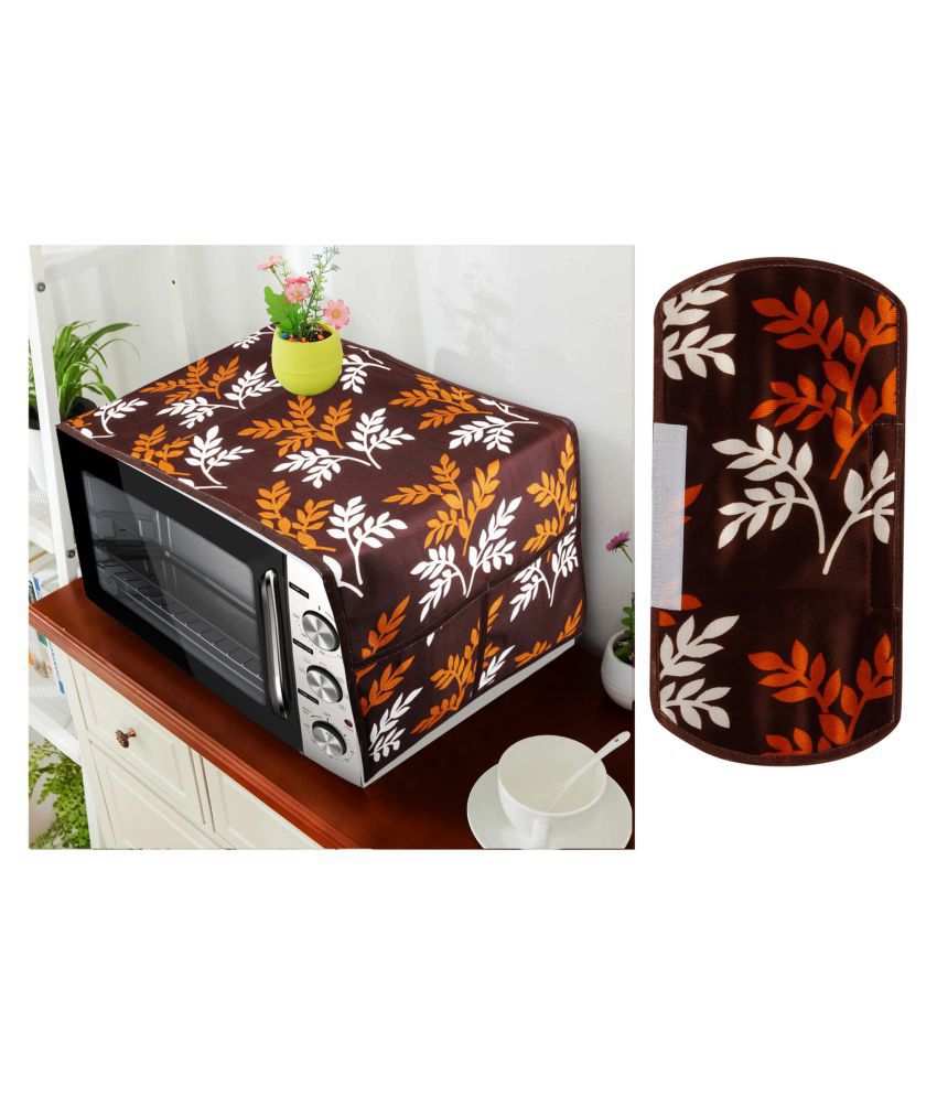     			E-Retailer Set of 2 Polyester Brown Microwave Oven Cover -