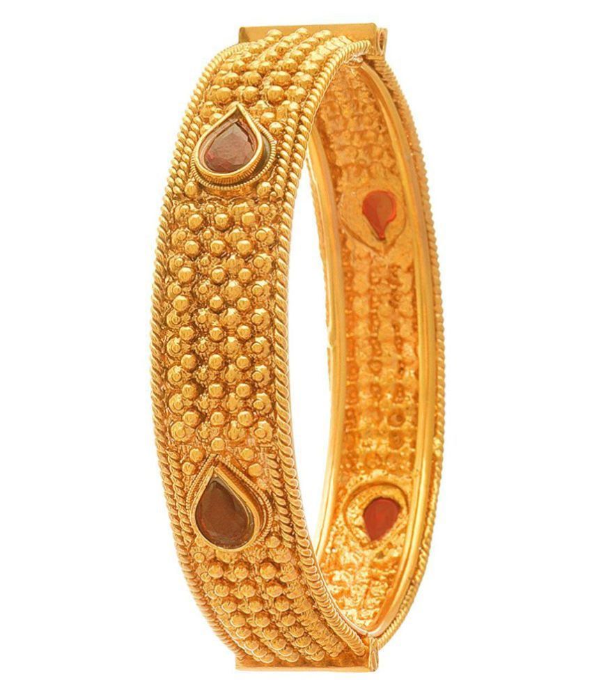     			JFL - Traditional Ethnic One Gram Glod Plated Stone Designer Openable Bangle Kada for Women