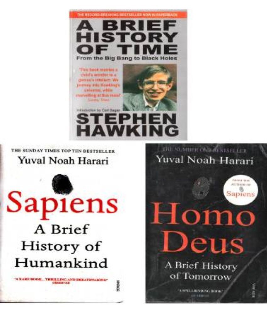     			Set Of 3( Three )Classic Books (Paperback, sapiens and stephens hawking)