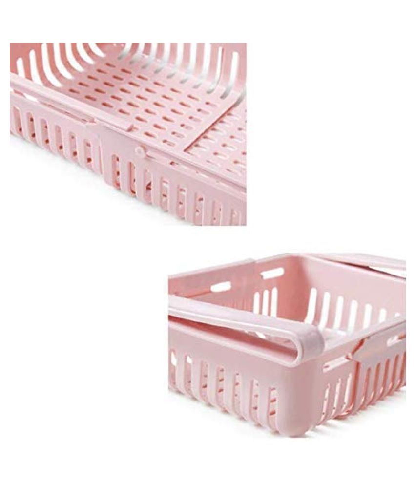Zomex 4 Pcs Expandable Adjustable Fridge Storage Basket Under Shelf