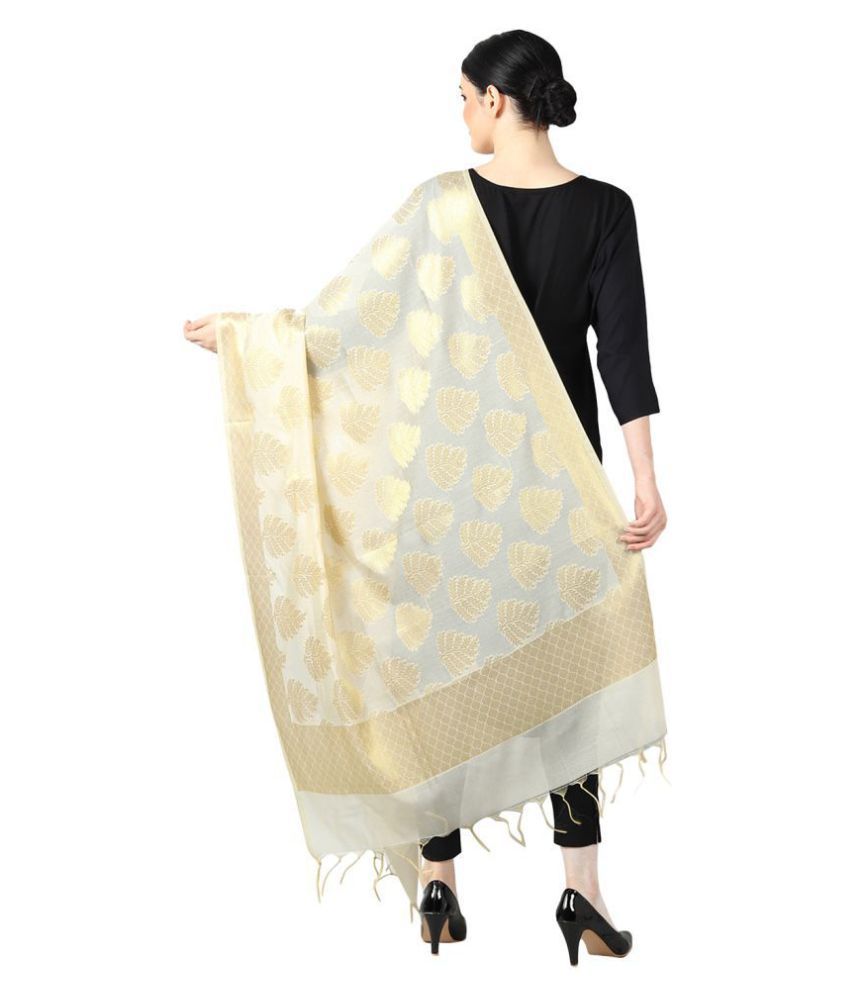 white gown with banarasi dupatta