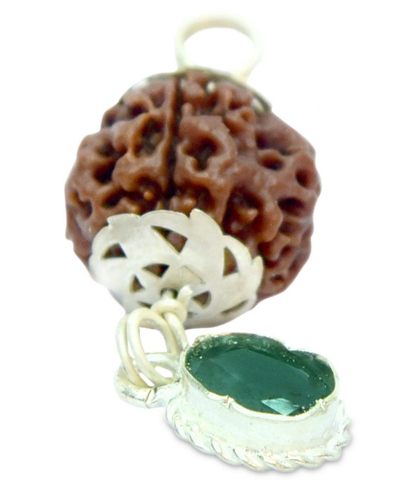 Kanya Rashi Rudraksha Gemstone Silver Coated Pendant By Pandit NM