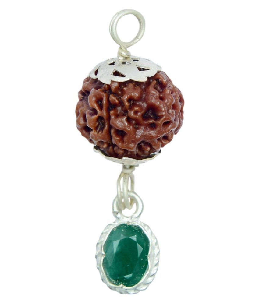 Kanya Rashi Rudraksha Gemstone Silver Coated Pendant By Pandit NM