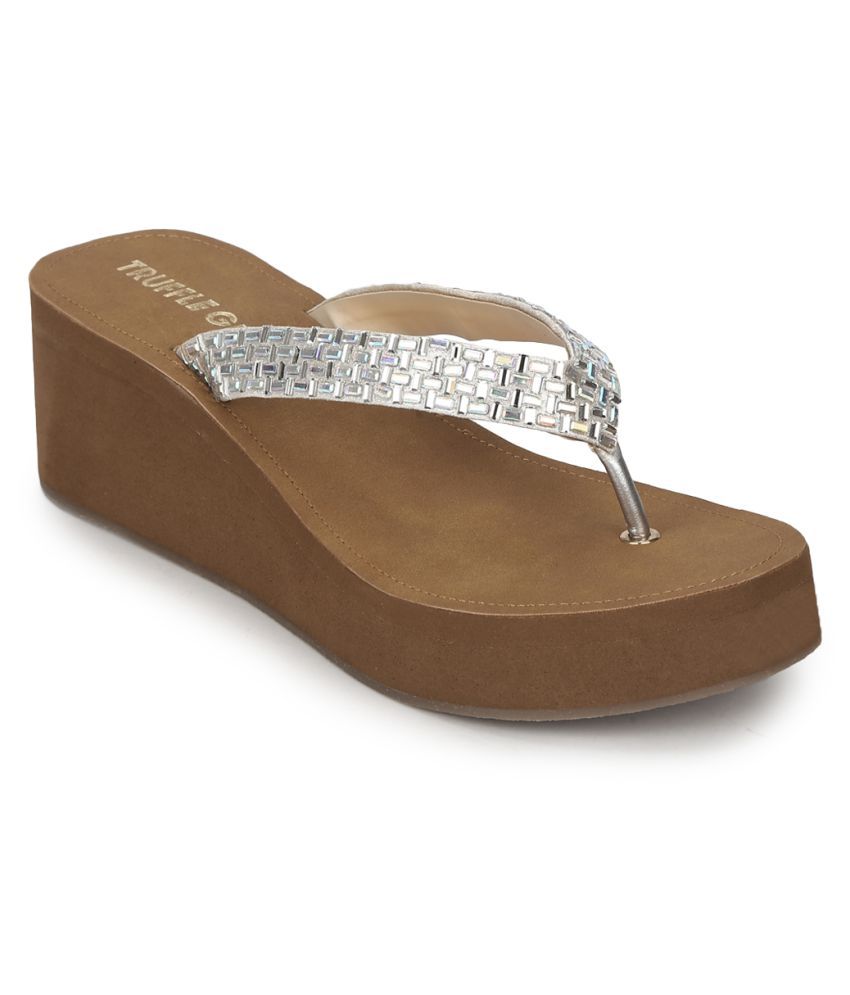 Truffle Collection Silver Wedges Heels Price in India Buy Truffle