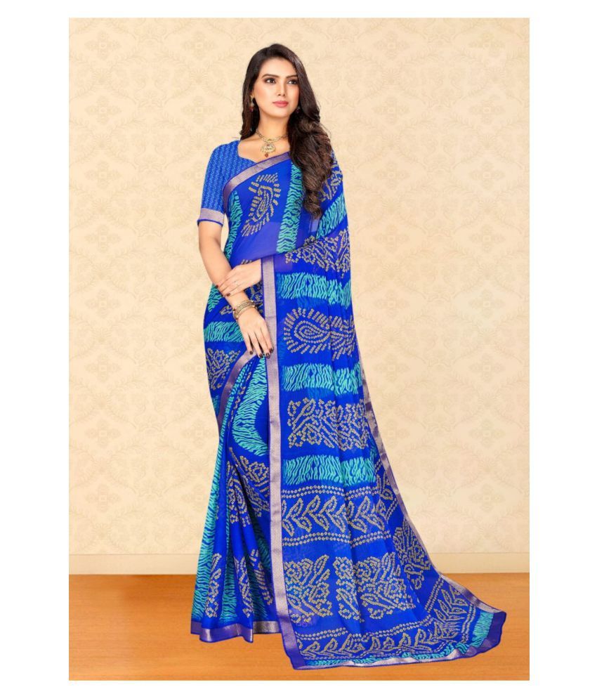dark blue chiffon saree