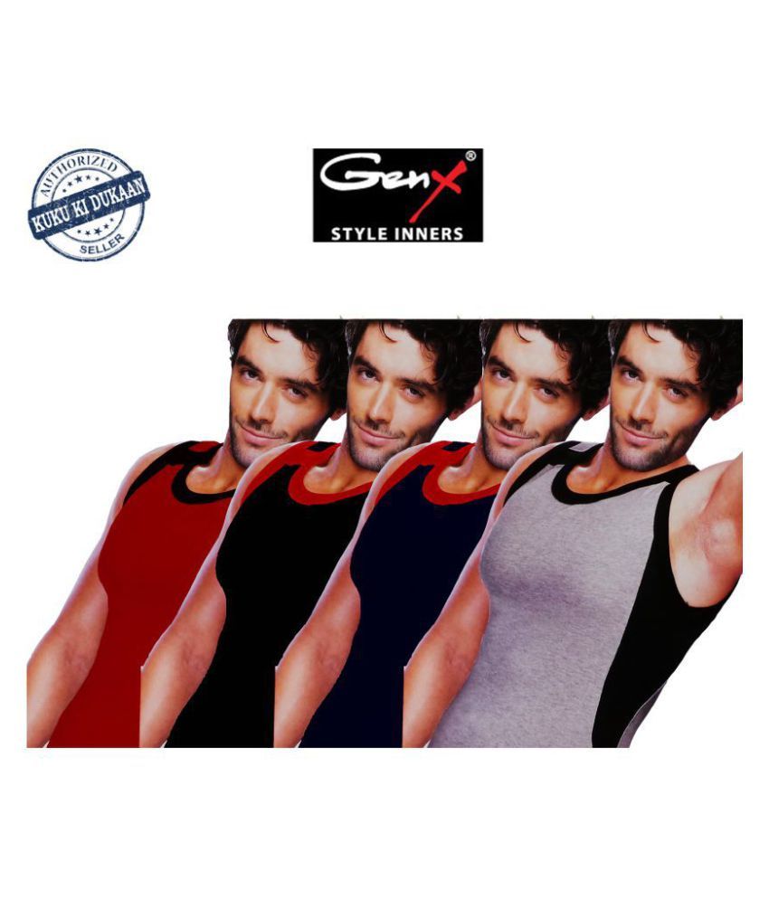     			Genx Multi Sleeveless Vests Pack of 4