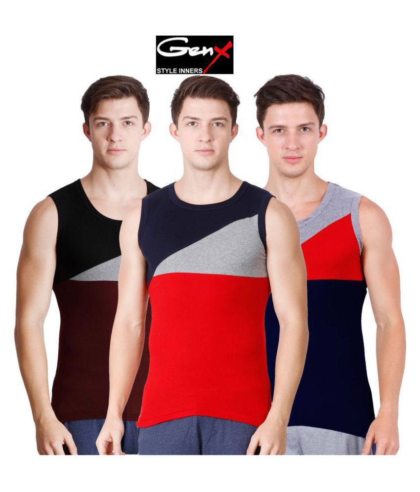     			Genx Multi Sleeveless Vests Pack of 3