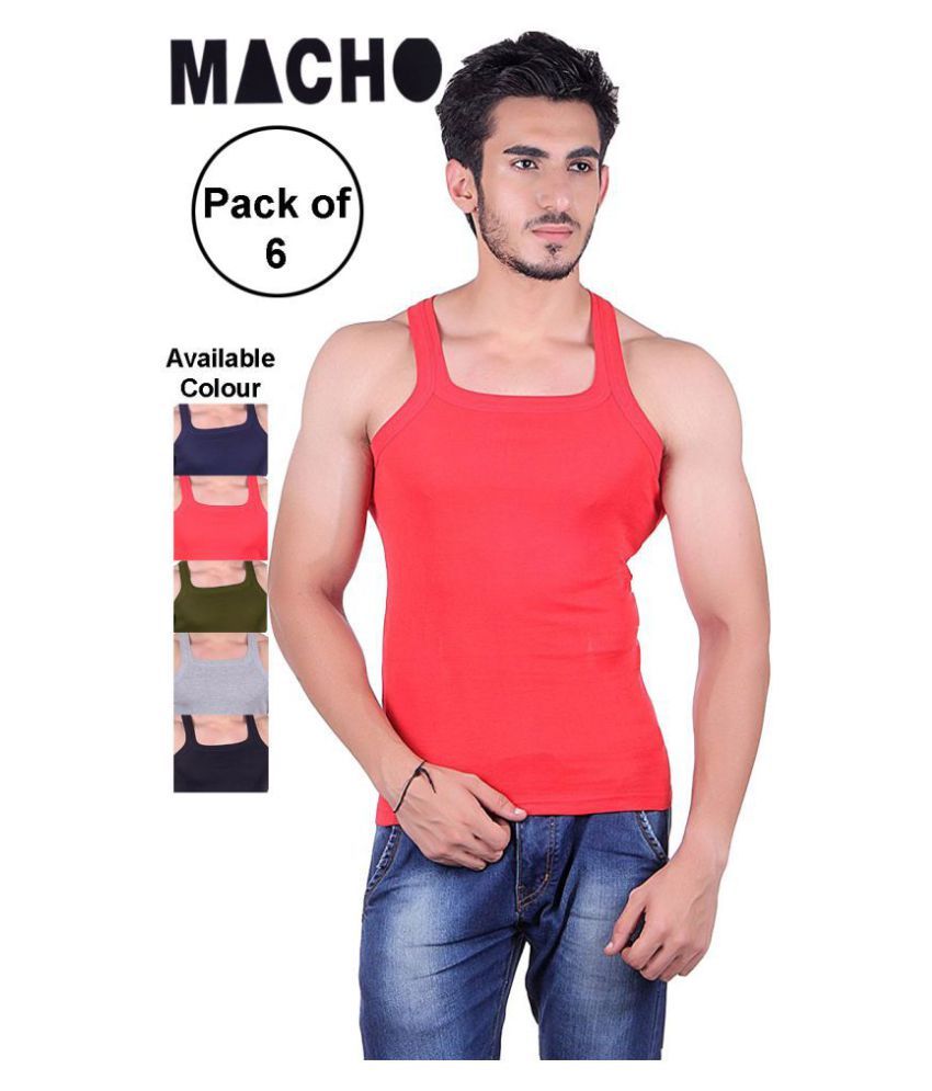     			Macho Sporto Multi Sleeveless Vests Pack of 6