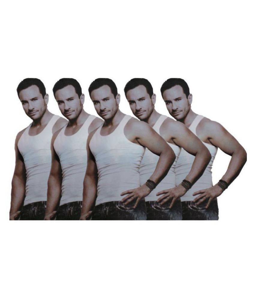     			Macho White Full Sleeve Vests Pack of 5