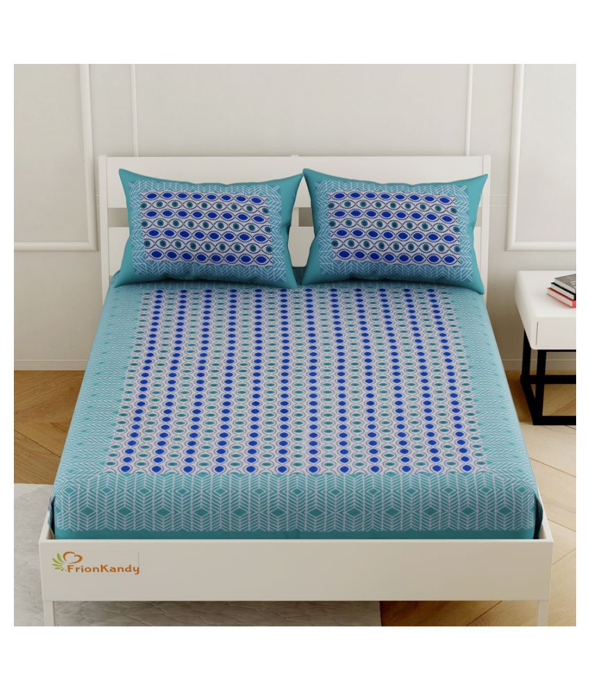 Frionkandy Cotton Double Bedsheet with 2 Pillow Covers ( 254 cm x 179