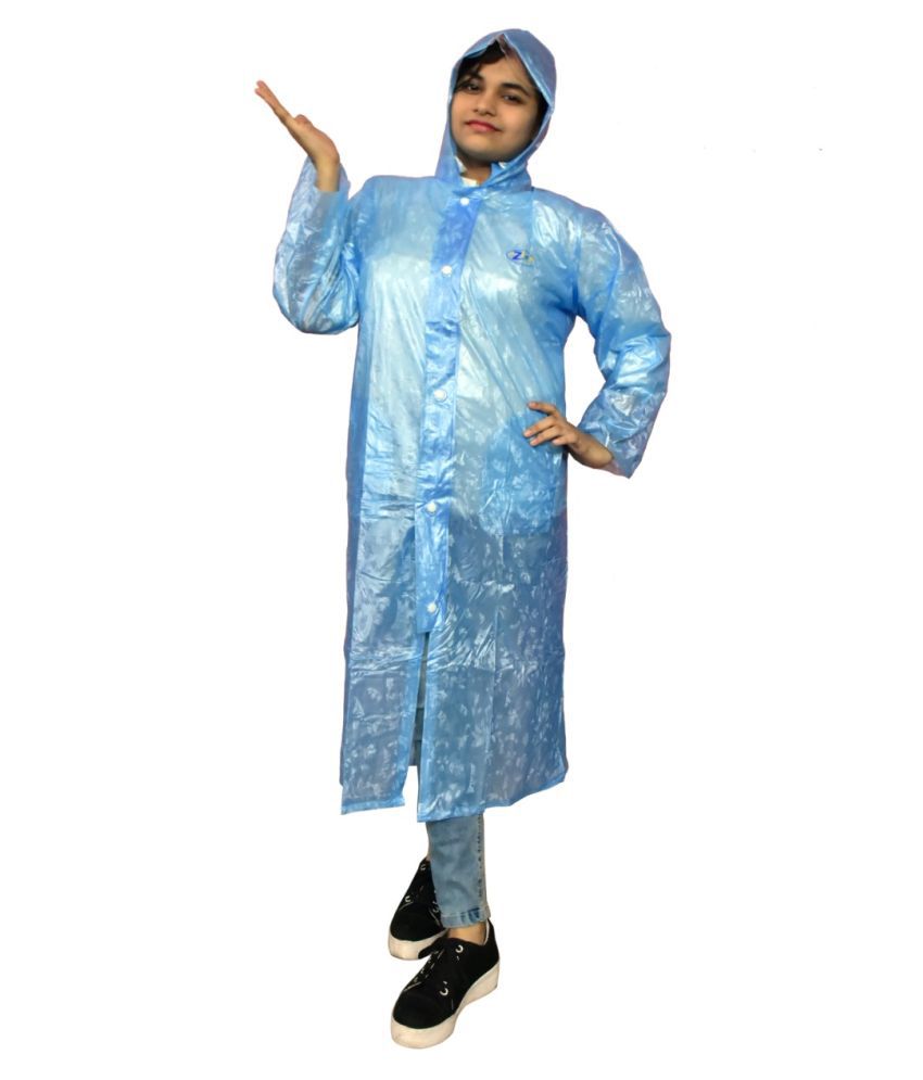 H B Trader PVC Long Raincoat - Blue