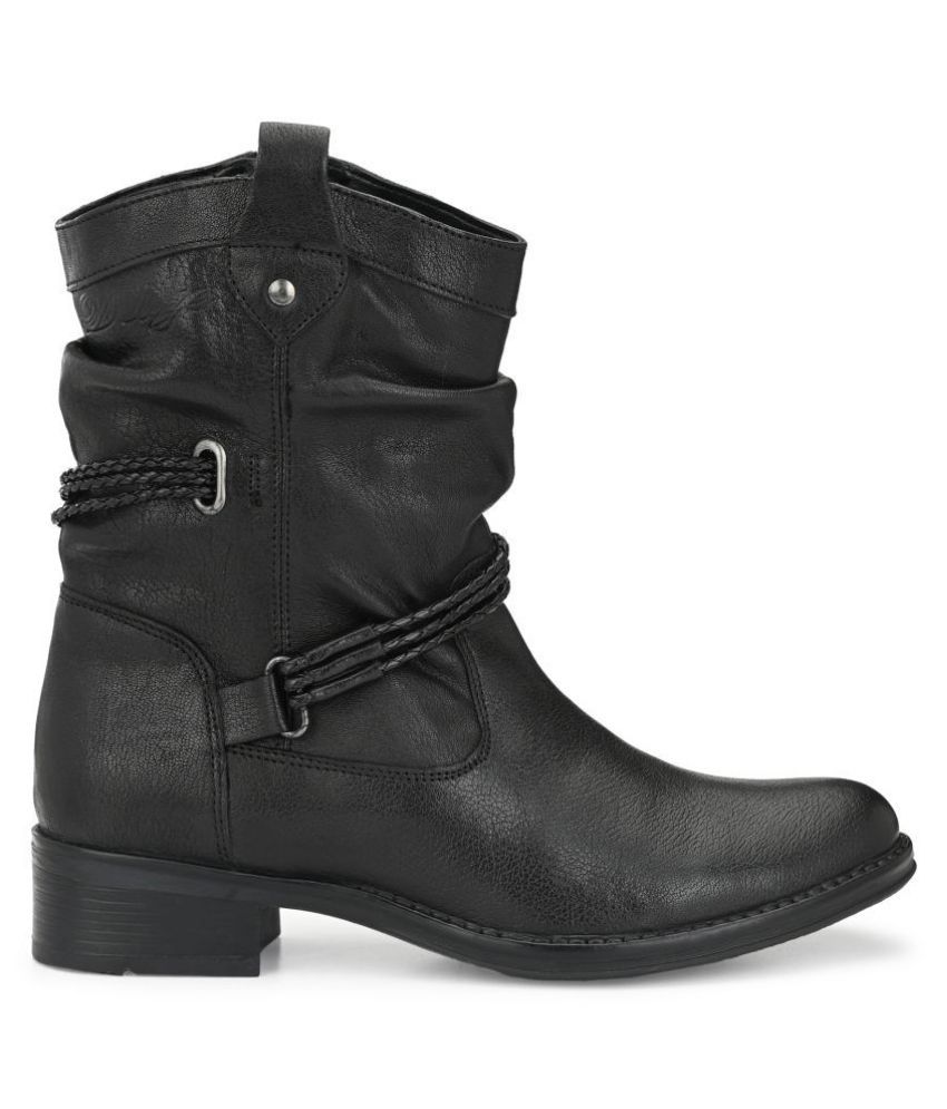 Delize Black Mid Calf Chelsea Boots Price in India Buy Delize Black