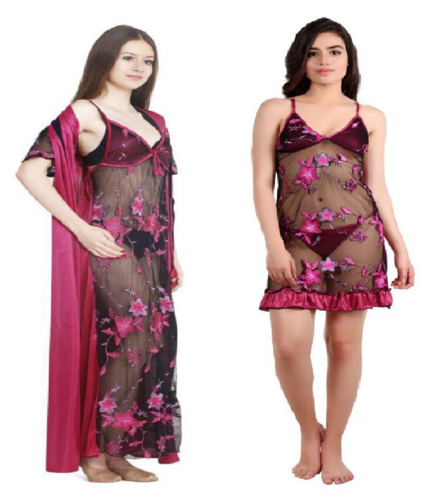 Buy Diljeet Satin Nighty And Night Gowns Purple Online At Best Prices In India Snapdeal