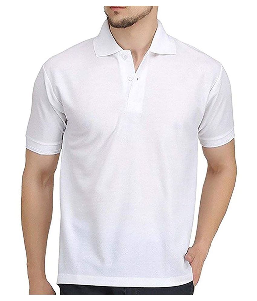 SKYRISE Polyester Cotton White Plain Polo T Shirt - Buy SKYRISE ...
