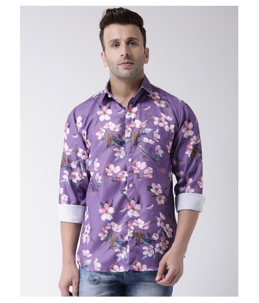     			Hangup Cotton Blend Purple Shirt