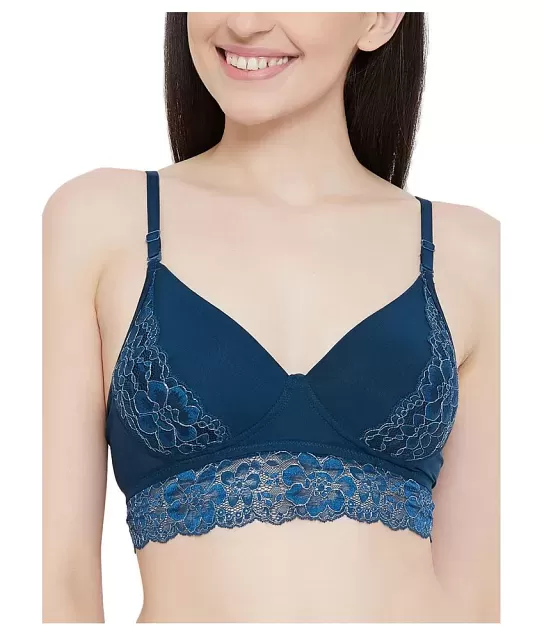 Buy Clovia Blue Solid Lace Balconette Bras Online at Best Prices