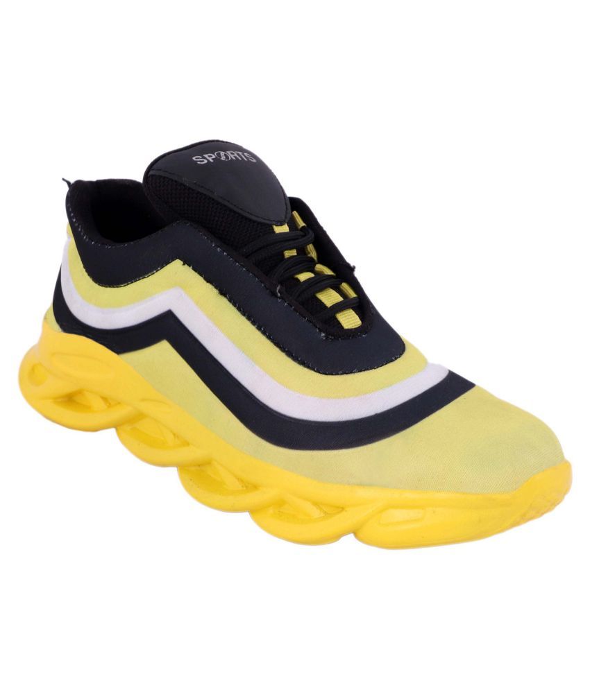 yellow running shoes