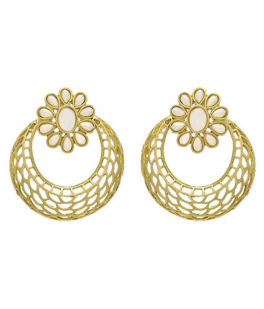     			JFL- Mehendi Gold Plated Pearl Floral Chandbali Jali Net Design Earring for Women and Girls