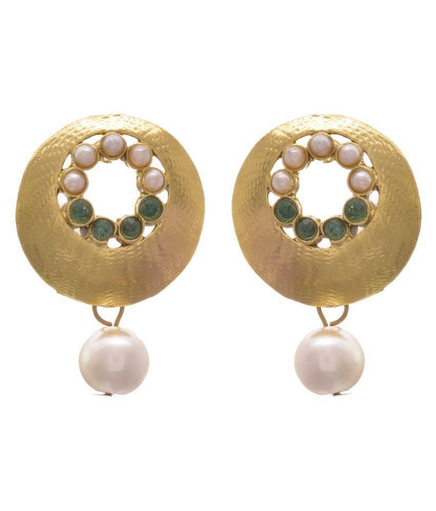     			JFL- Traditional Ethnic One Gram Gold Plated Stones & Pearl Designer Earrings For Women And Girls