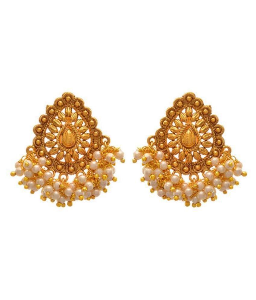     			Jewellery for Less 1 g Gold Plated Pearls Traditional Ethnic Earrings for Women