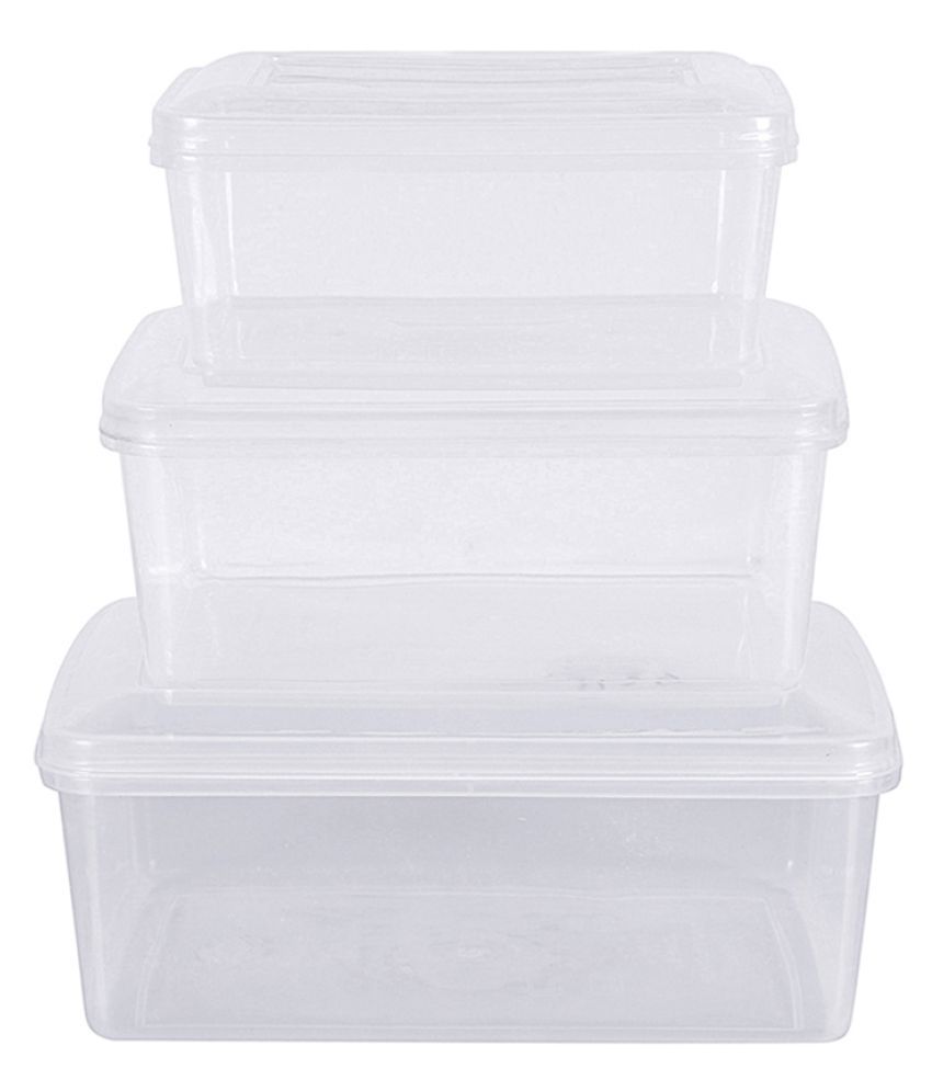 MUCH-MORE Pack Of 3 Plastic Boxes With Lid For Multipurpose Use Home ...