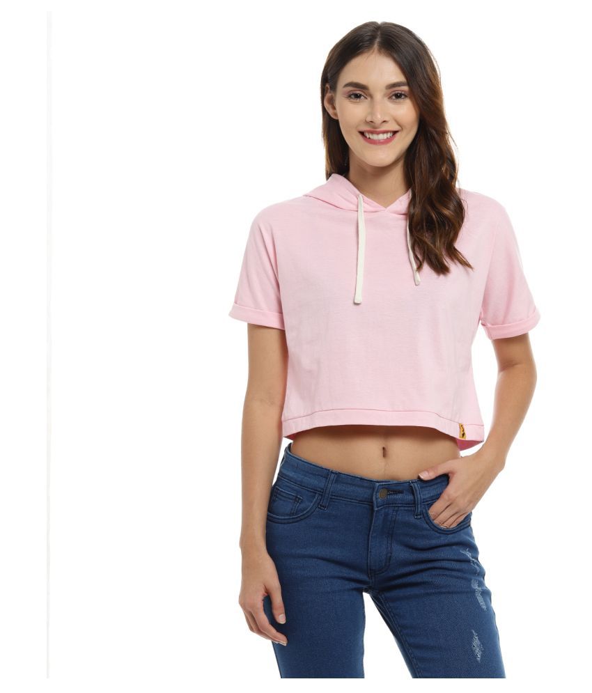     			Campus Sutra - Pink Cotton Women's Crop Top ( Pack of 1 )