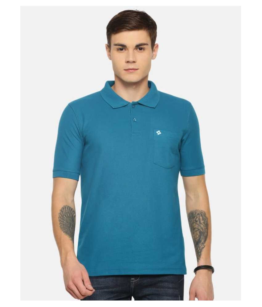     			Dollar Cotton Blend Blue Solids T-Shirt