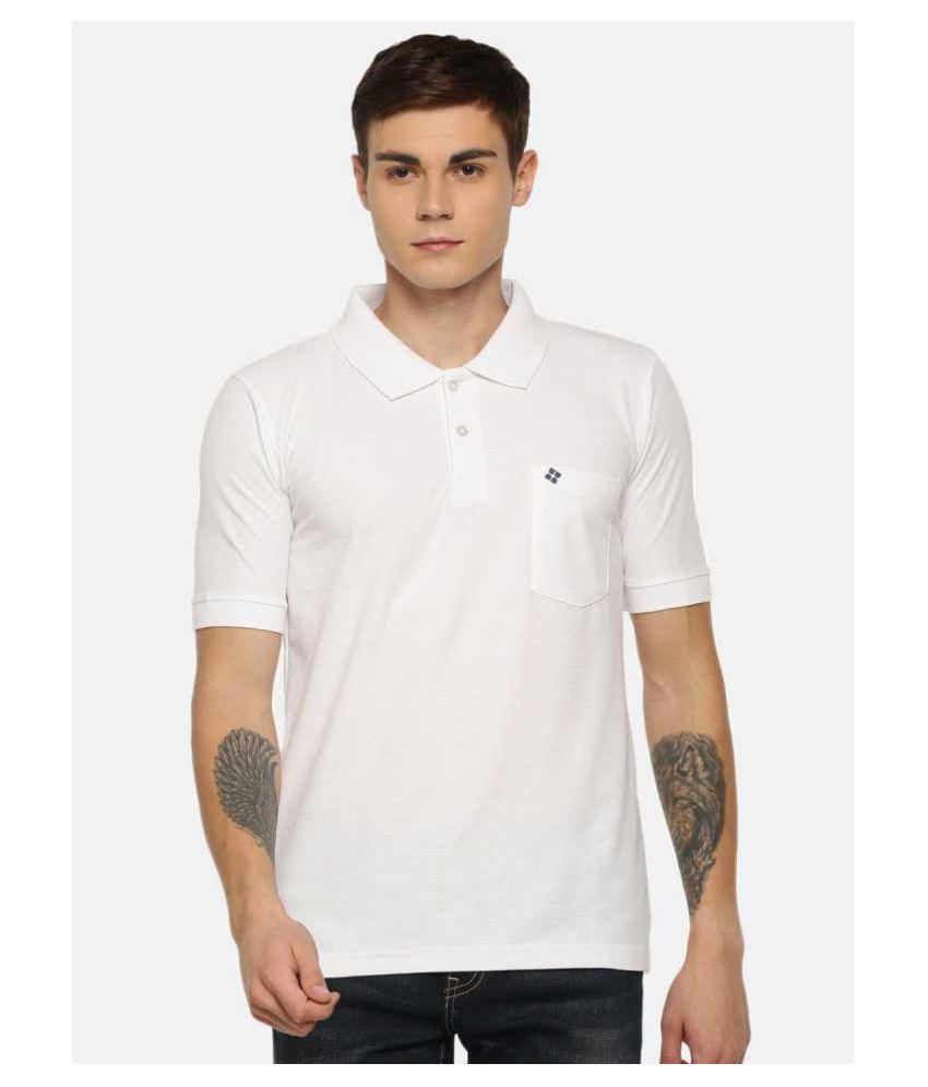     			Dollar Cotton Blend White Solids T-Shirt