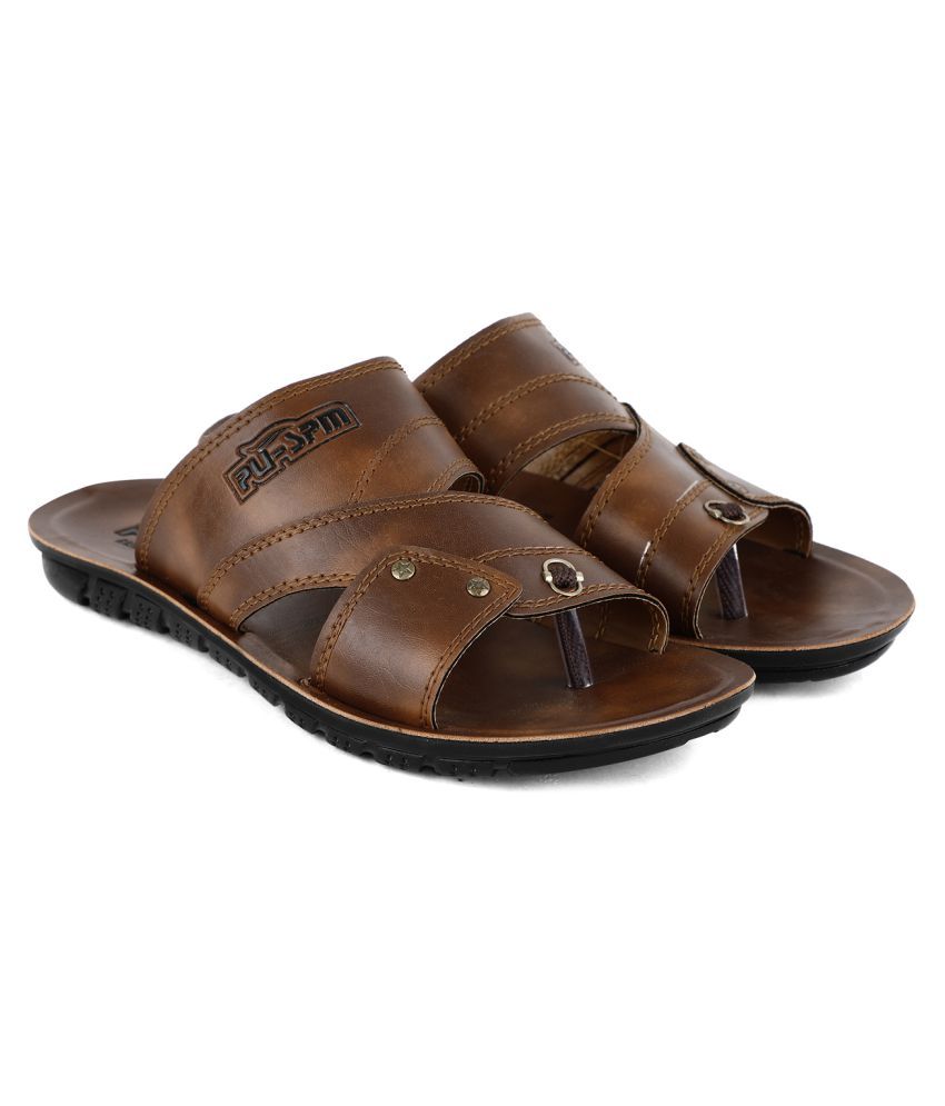     			PU-SPM Tan Leather Slippers