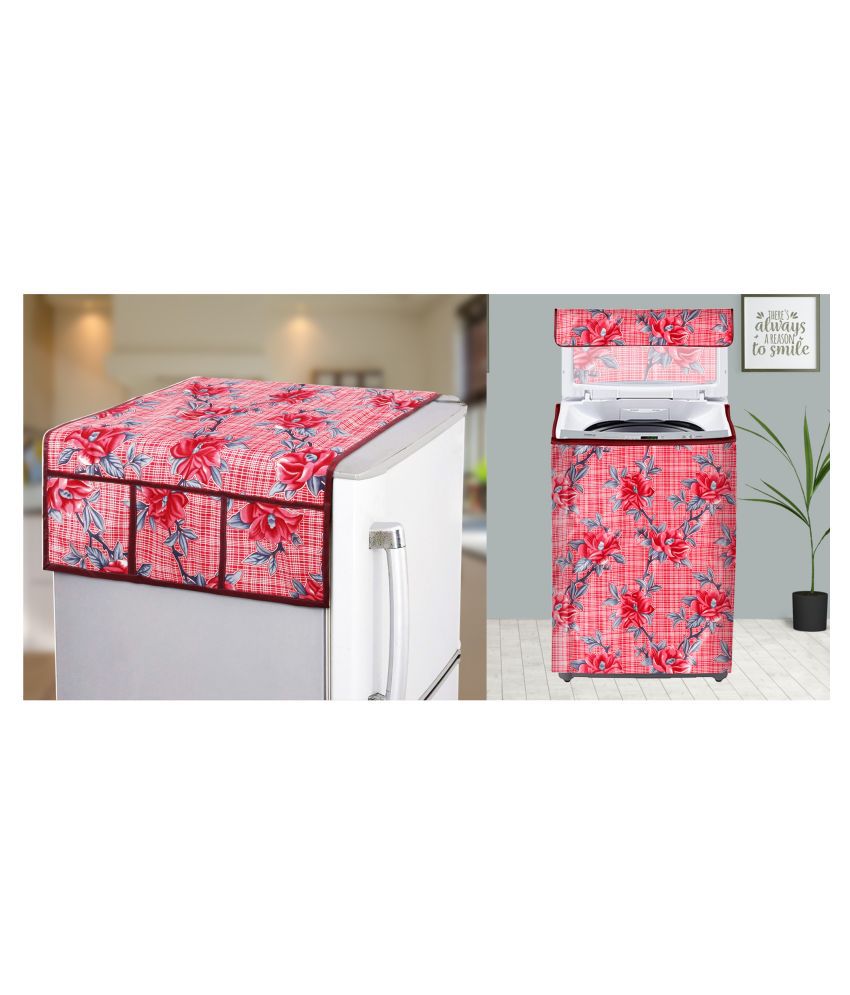    			E-Retailer Set of 2 Polyester Red Washing Machine Cover for Universal Top Load